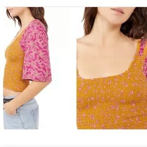NWT Free People Marigold Top Floral Leaf Size XS